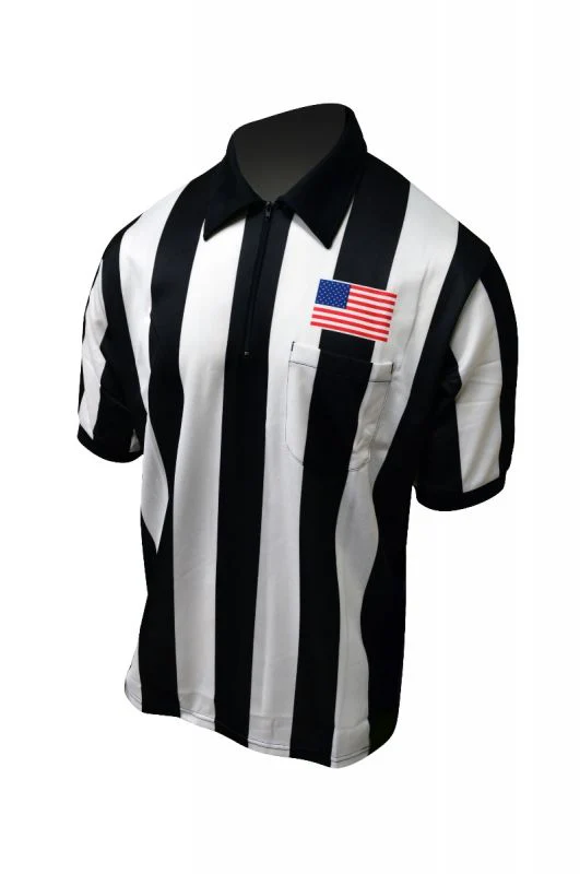 Honig's 2.25" Striped Short Sleeve Football/Lacrosse Shirt With Sublimated American Flag On Left Chest - Image 3