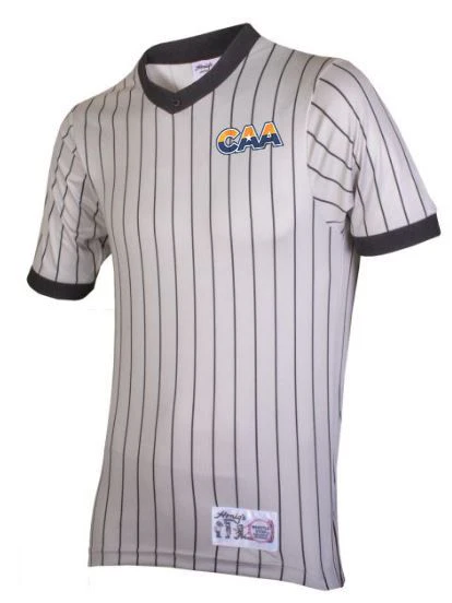 Honig's CAA Grey w/ black pin stripe shirt.