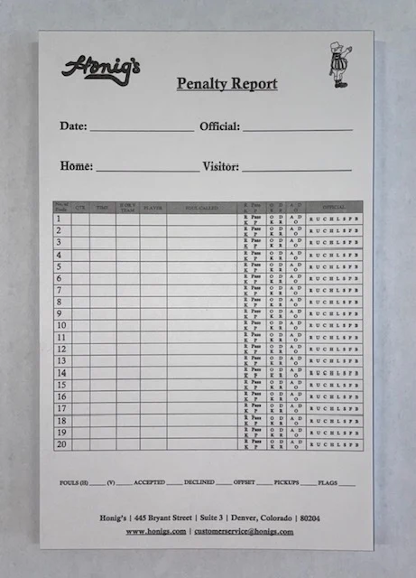 Honig's Football Penalty Report Form