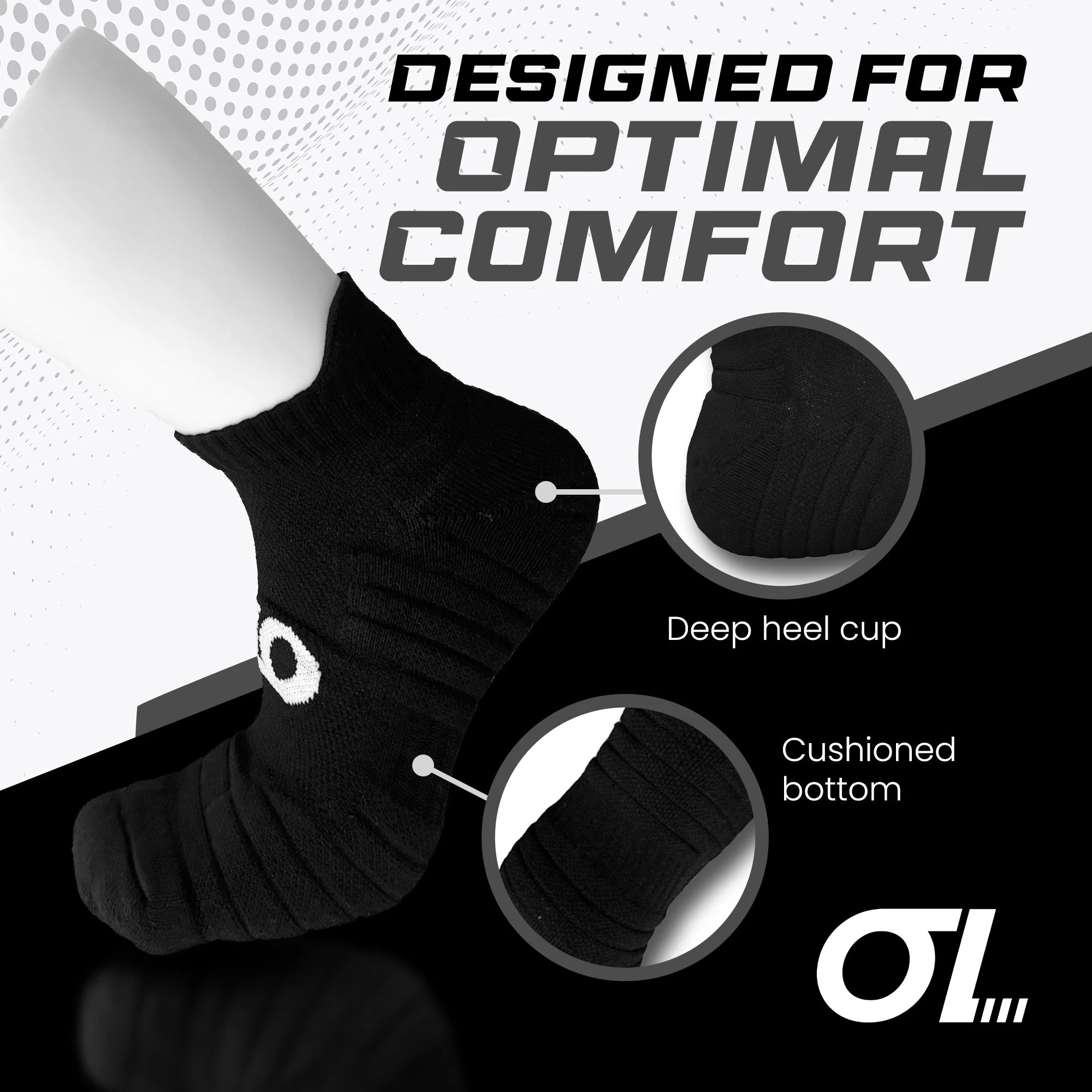 Open Looks Low Cut Sports Socks - 2 Pack (Black) - Image 2