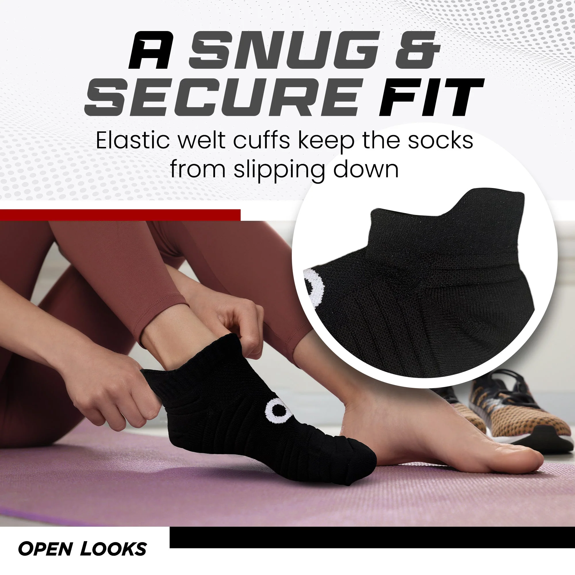 Open Looks Low Cut Sports Socks - 2 Pack (Black) - Image 4