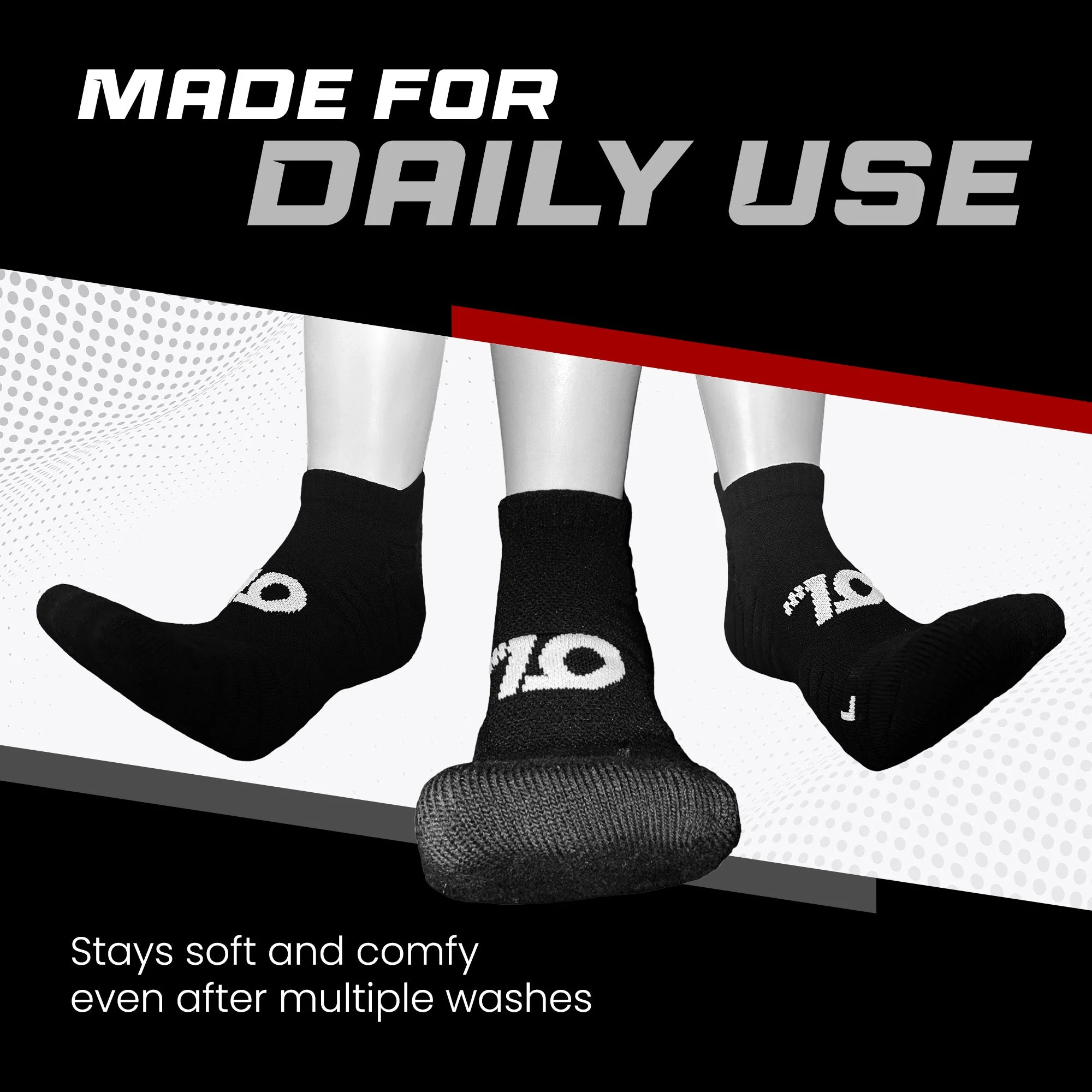 Open Looks Low Cut Sports Socks - 2 Pack (Black) - Image 6