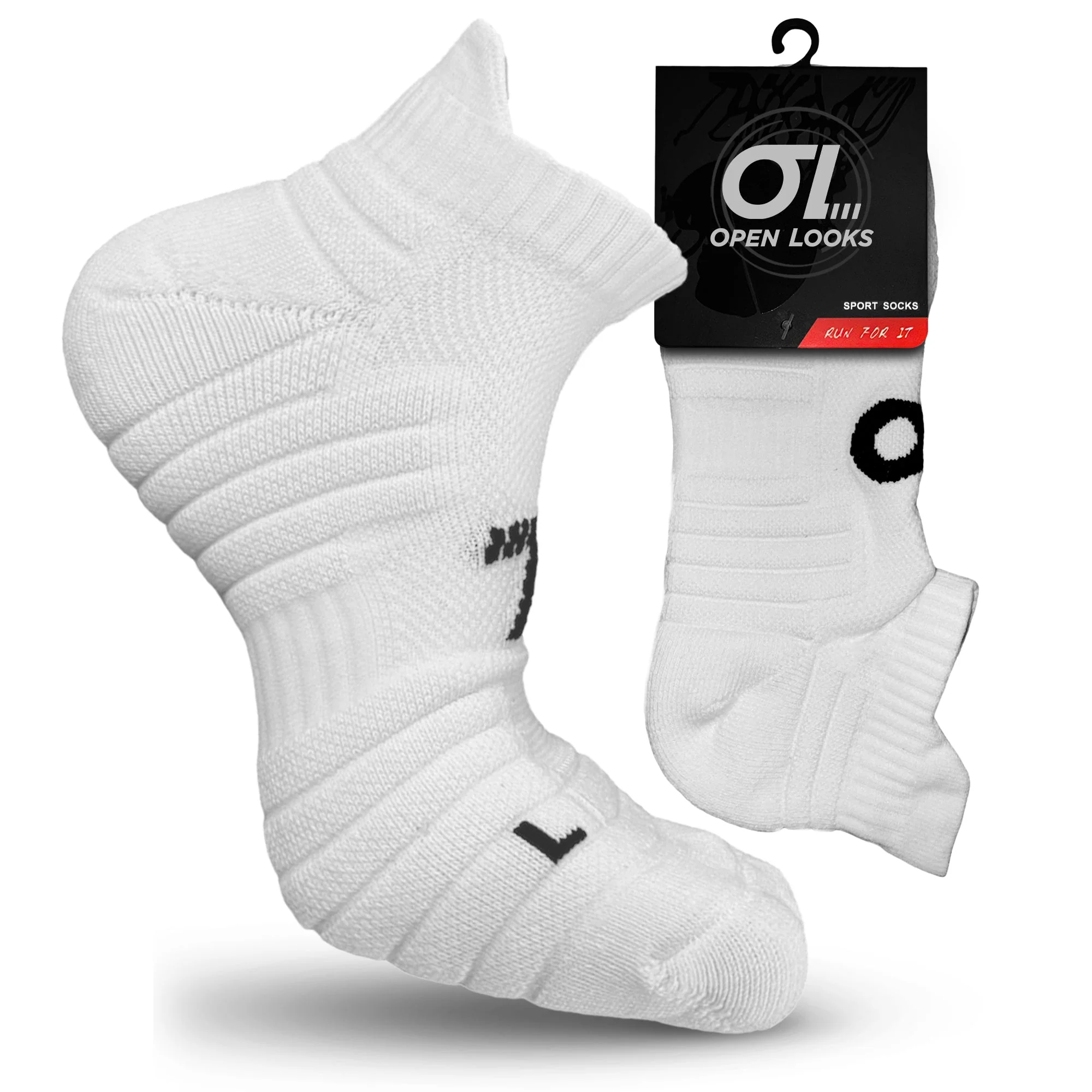 Open Looks Low Cut Sports Socks - 2 Pack (White)