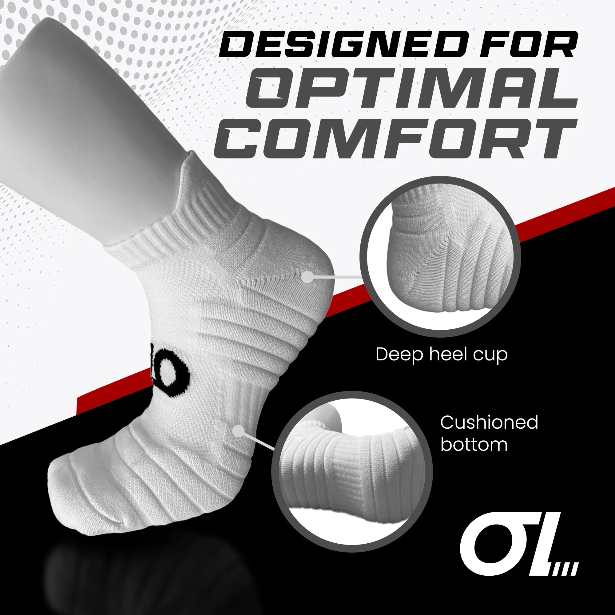 Open Looks Low Cut Sports Socks - 2 Pack (White) - Image 2