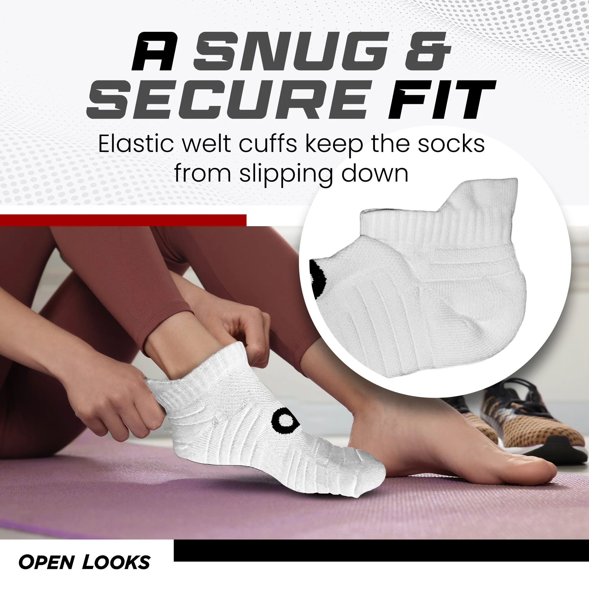 Open Looks Low Cut Sports Socks - 2 Pack (White) - Image 4