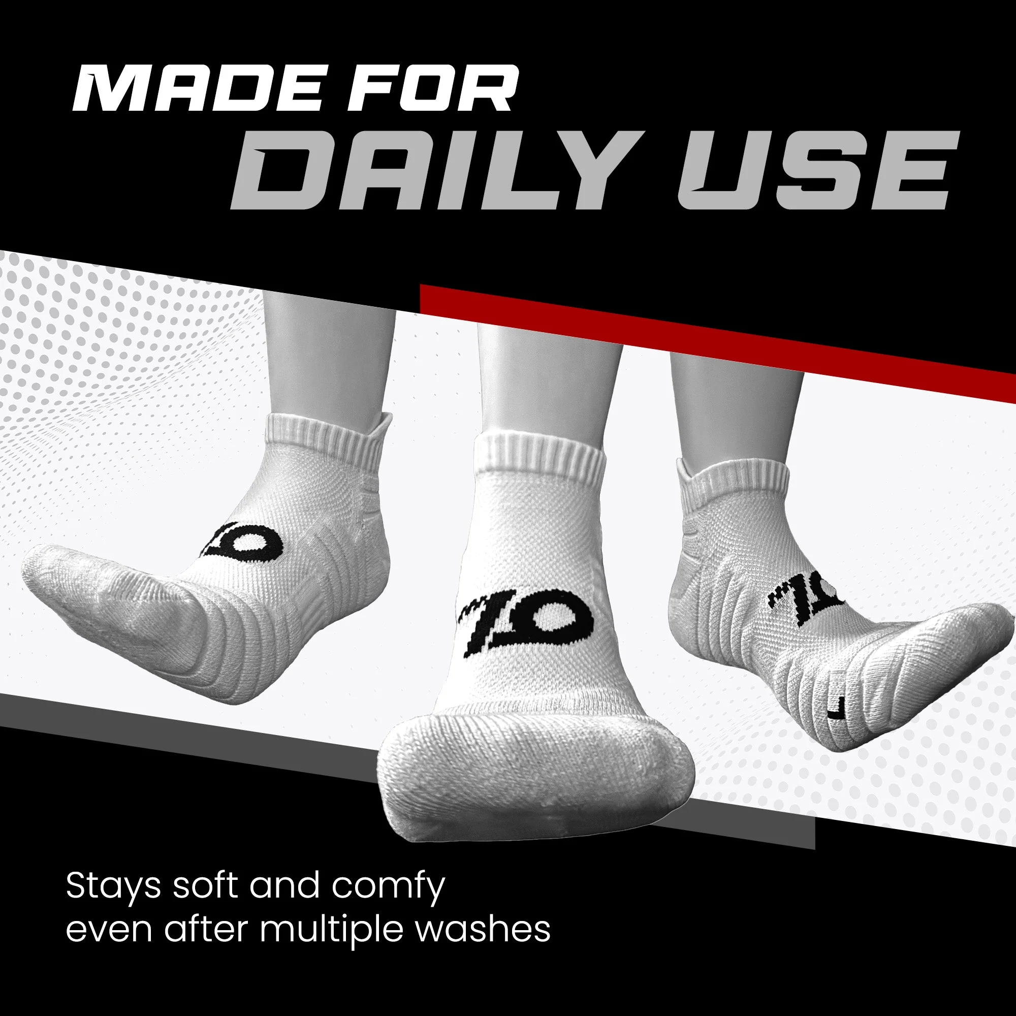 Open Looks Low Cut Sports Socks - 2 Pack (White) - Image 6